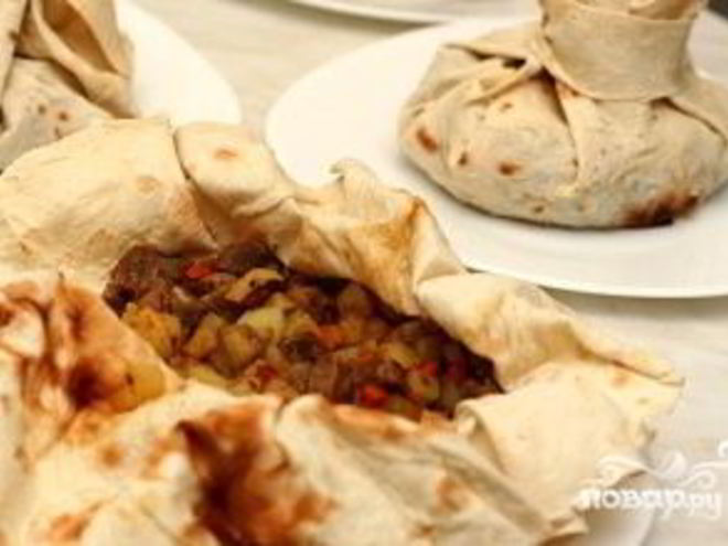 Рецепт мяса в лаваше