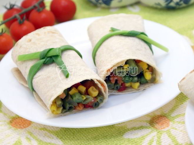 Рецепт овощей в лаваше