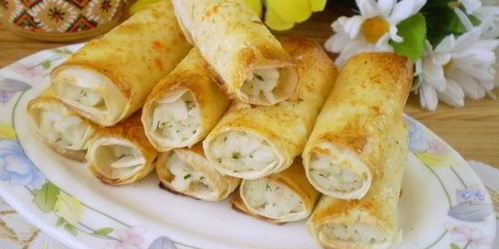 Трубочки из лаваша, запеченные в духовке