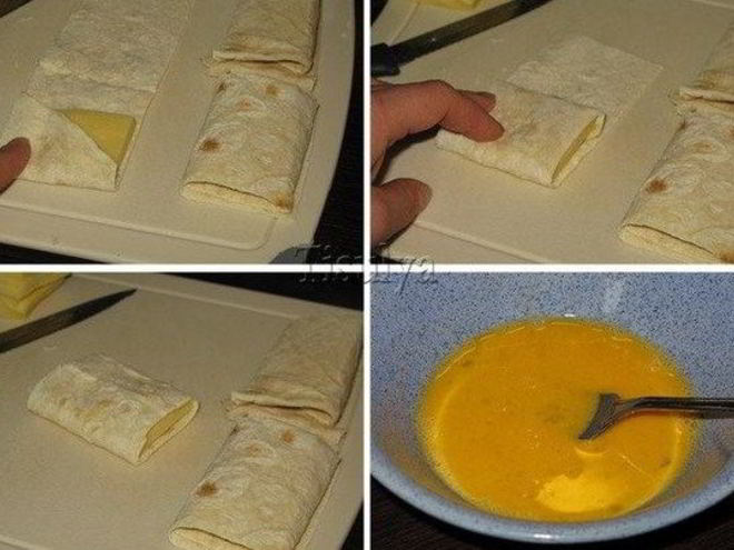 Рецепт жареного сыра в лаваше