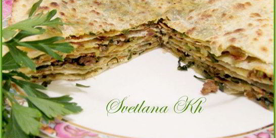 Лепешки по-дунгански с мясом и зеленью