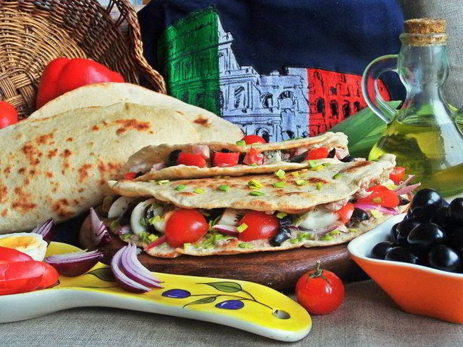 Рецепт лепешек пьядины с начинками