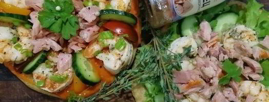 цельнозерновая лепешка с тунцом, креветками и перечным соусом. Шаг 24