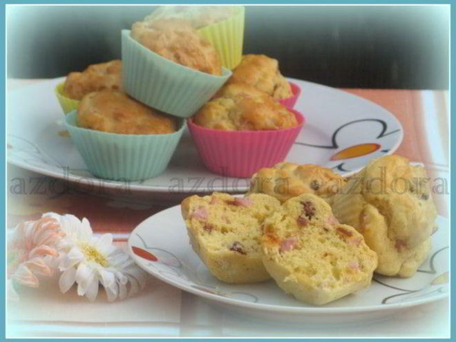 Рецепт закусочных маффинов с ветчиной