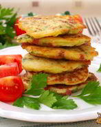 Кабачковые оладьи с колбасой