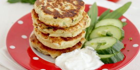 Оладьи с творогом и черемшой