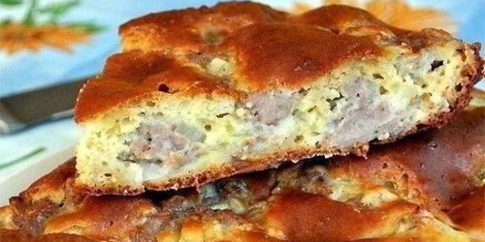 Быстрый мясной пирог на кефире