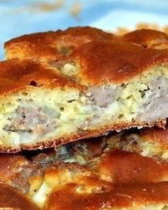 Быстрый мясной пирог на кефире