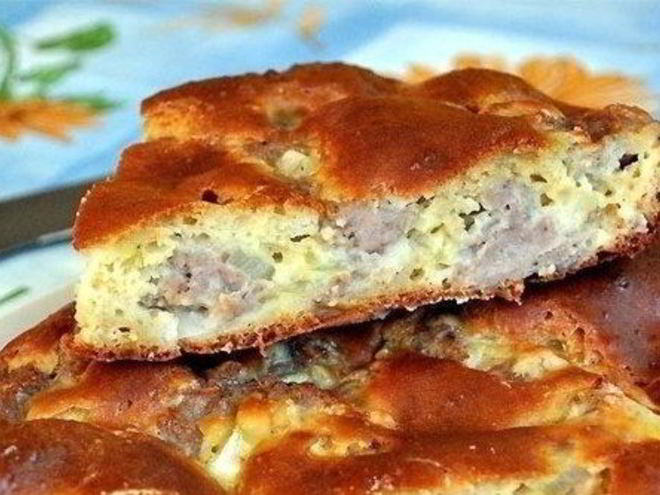 Рецепт быстрого мясного пирога на кефире