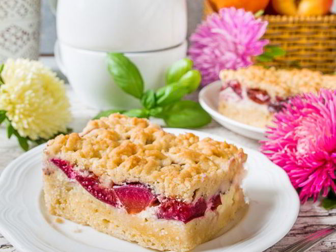 Рецепт песочного сливового пирога