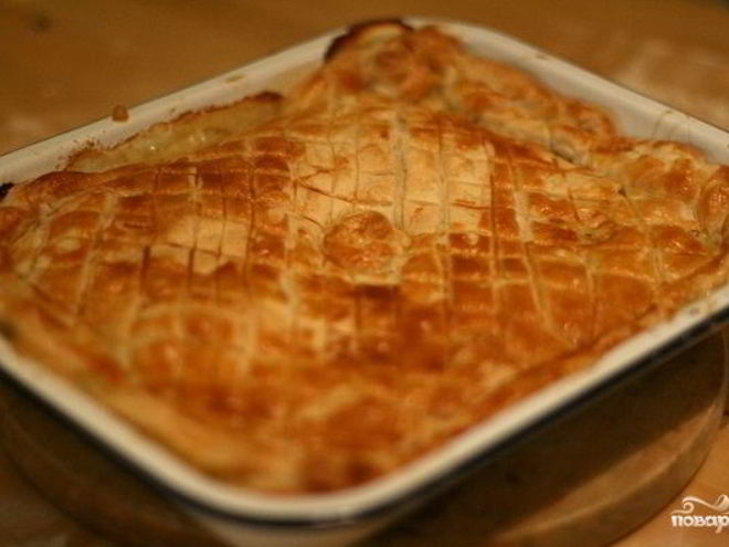 Рецепт пирога из слоеного теста с печенью