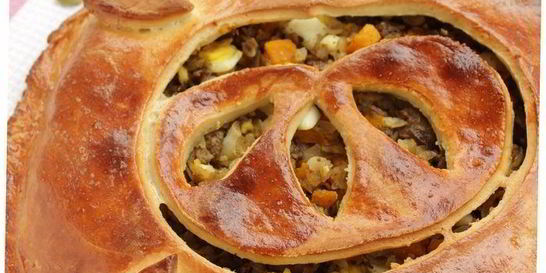 Пирог с печенью, рисом и тыквой