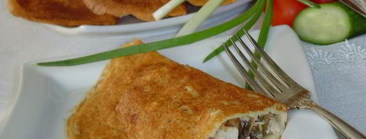 блинчатые пирожки с начинкой из курятины и грибов. Шаг 12