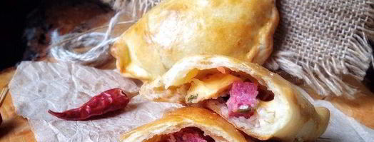 пирожки с творогом, салями и сыром. Шаг 9