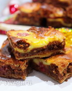 Брауни с творогом и вишней