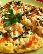 Картофельная пицца с моцареллой и грибами