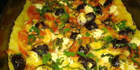 Пицца из картофеля с оливками