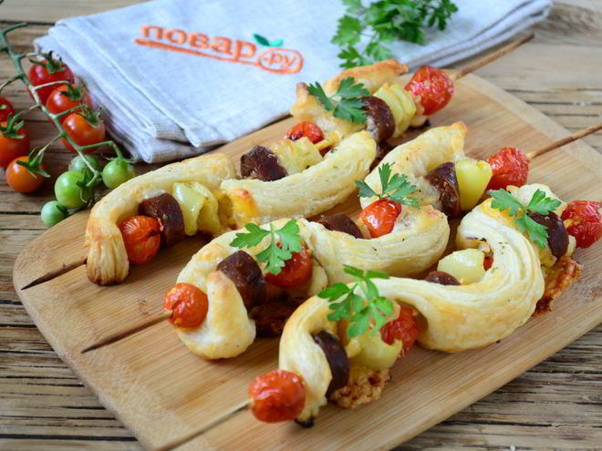 Рецепт пиццы на шпажках в духовке