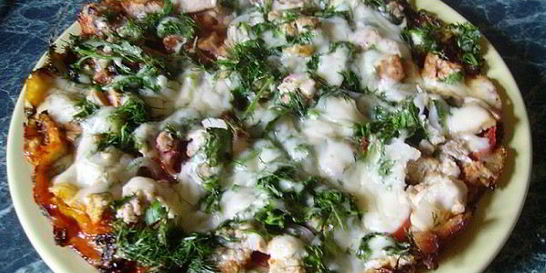 Пицца на сметане на сковороде