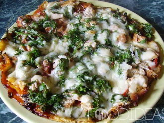 Рецепт пиццы на сметане на сковороде