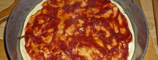 пицца на жидком тесте со свининой, помидорами и перцем. Шаг 12