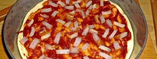 пицца на жидком тесте со свининой, помидорами и перцем. Шаг 13