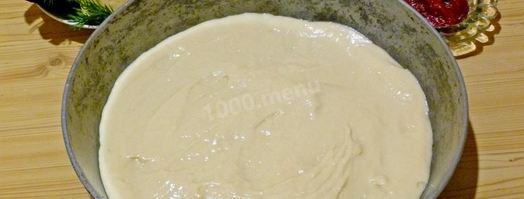 пицца на жидком тесте со свининой, помидорами и перцем. Шаг 8