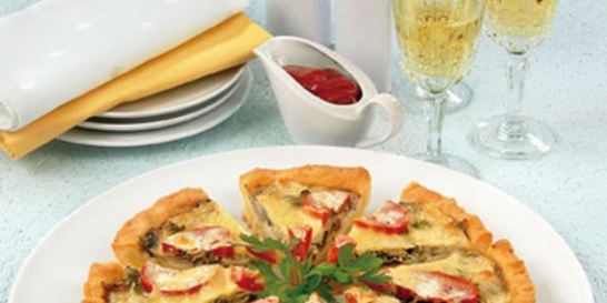 Пицца с грибами и помидорами