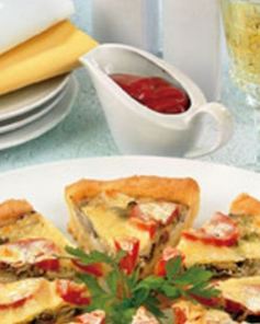 Пицца с грибами и помидорами