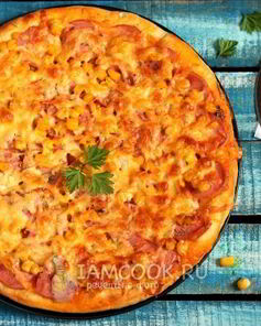 Пицца с кукурузой на тесте без дрожжей