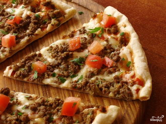 Рецепт пиццы с мясным фаршем