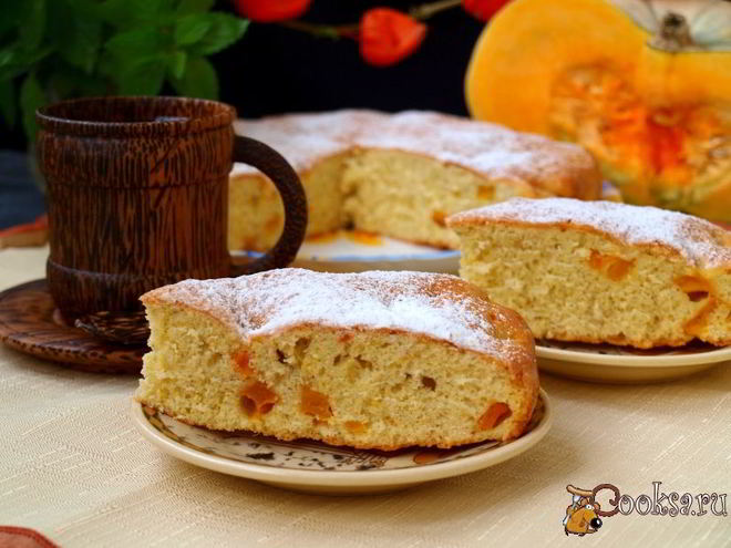 Рецепт шарлотки с запеченной тыквой