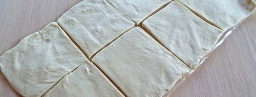 слойки из бездрожжевого слоеного теста с ветчиной. Шаг 8