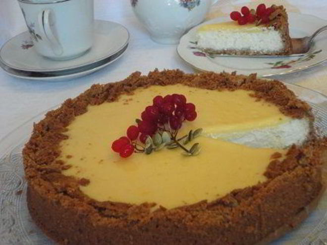 Рецепт лимонный творожник с кремом