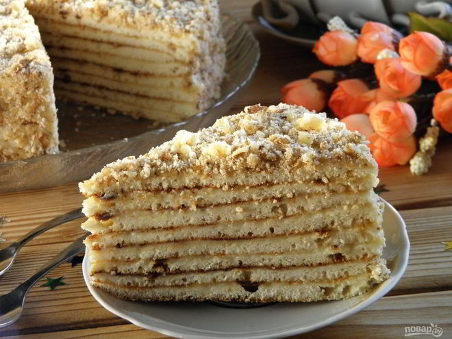 Рецепт быстрого торта на сковороде со сгущенкой