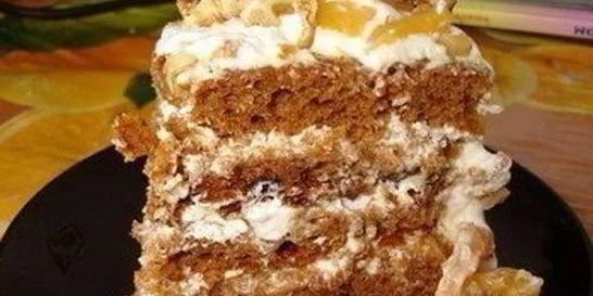 Домашний торт Трухлявый пень на кефире