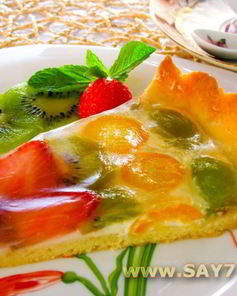 Фруктовый торт со сливочным кремом и желе