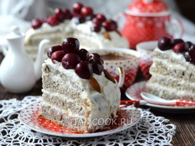 Рецепт макового торта с творожным кремом