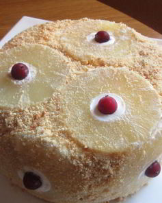 Торт без выпечки с ананасами