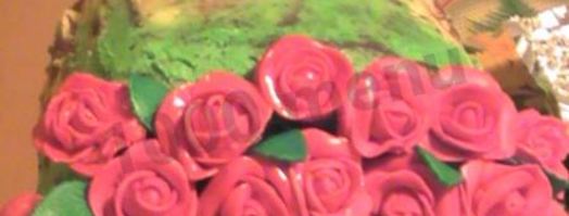 торт с бантом из мастики букет роз. Шаг 12