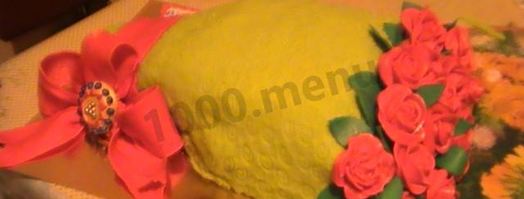 торт с бантом из мастики букет роз. Шаг 15