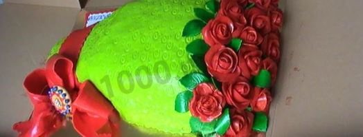 торт с бантом из мастики букет роз. Шаг 19