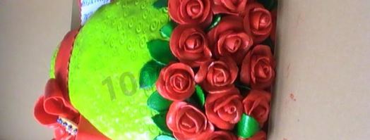 торт с бантом из мастики букет роз. Шаг 20