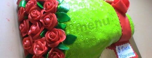 торт с бантом из мастики букет роз. Шаг 21