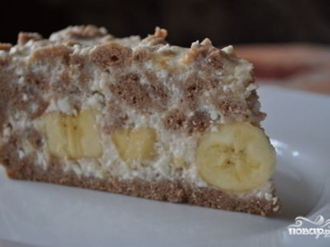 Рецепт творожно-бананового торт