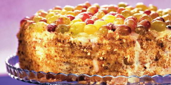 Творожный торт с виноградом