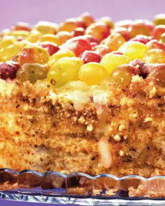 Творожный торт с виноградом