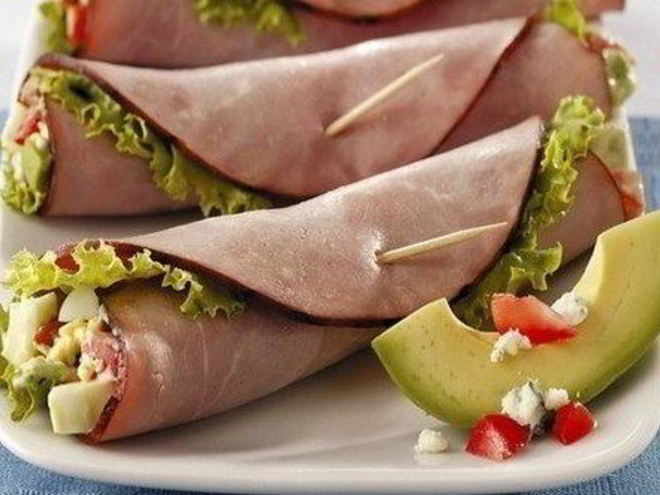 Рецепт ветчинных конвертиков с овощной начинкой