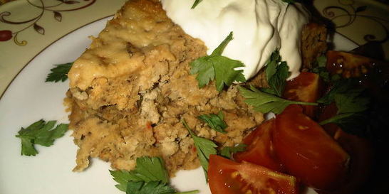 Бобовая запеканка с мясом и овощами