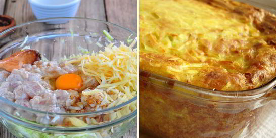 Кабачковая запеканка с курицей и сыром